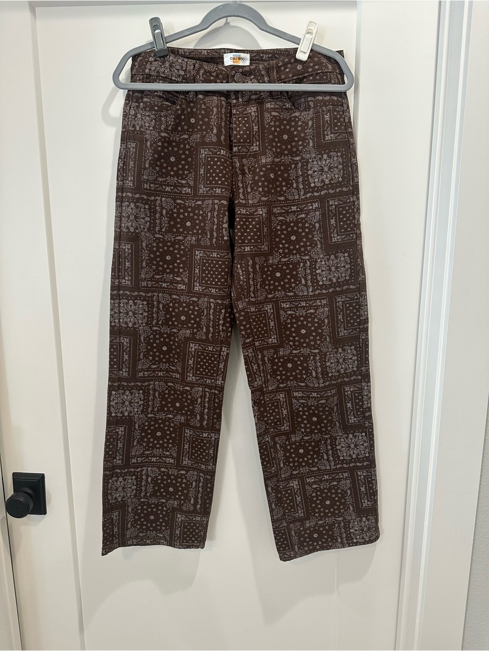 Women's Brown Printed Pants with Bandana Motif